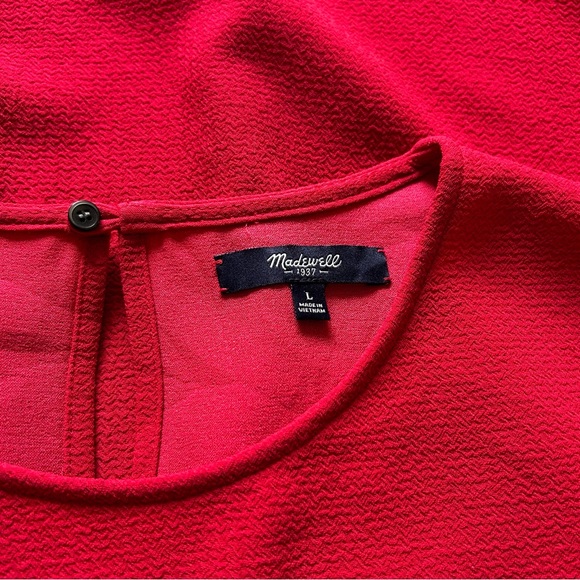 MADEWELL Textured Red A-Line Short Sleeve Blouse - Picture 3 of 8